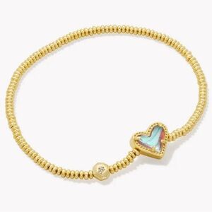 Kendra Scott Ari Heart Gold Stretch Bracelet in Dichroic Glass